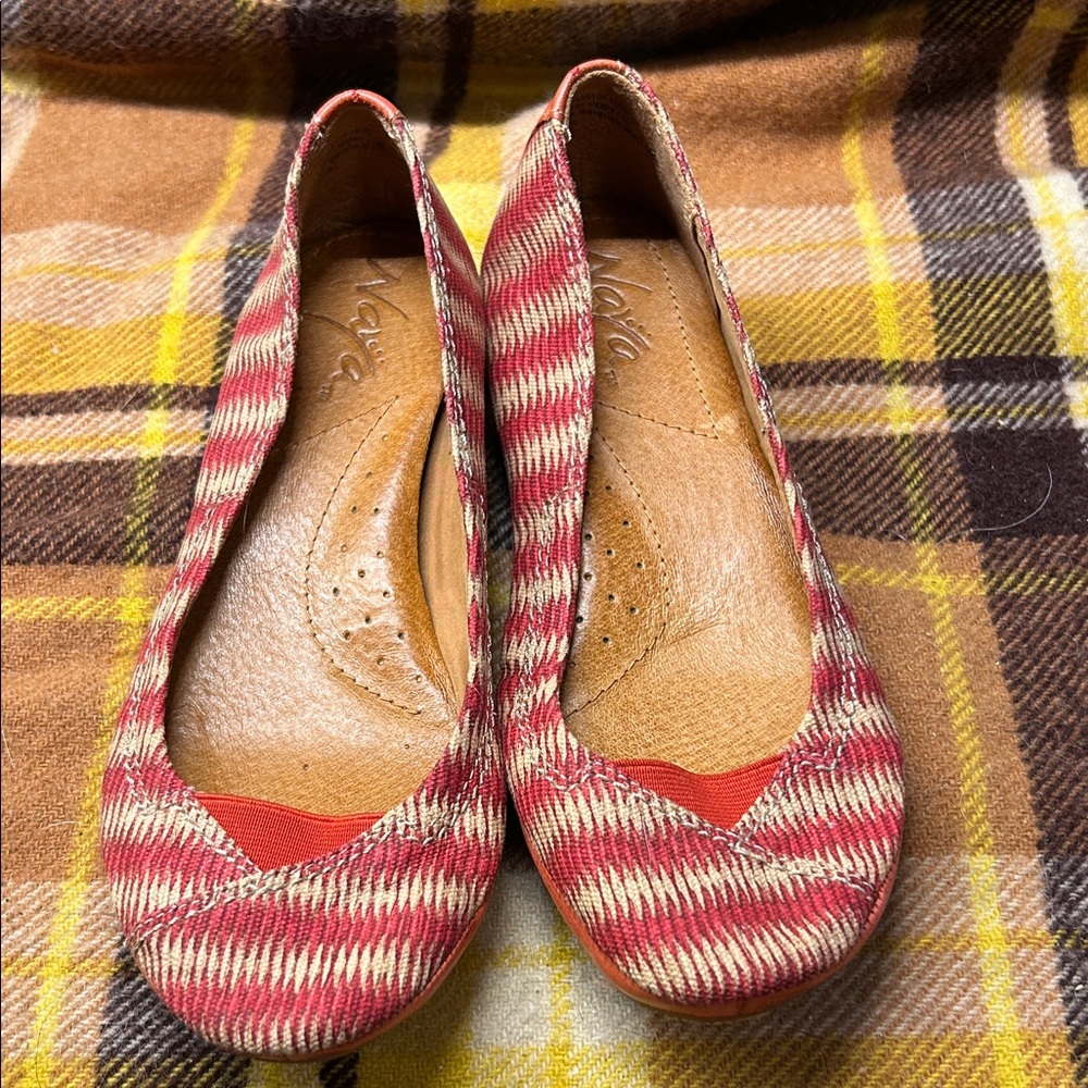 Naya River Red and Cream Plaid Flats